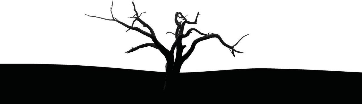 shining A stark profile of a bare twisted tree against a white heavens vector