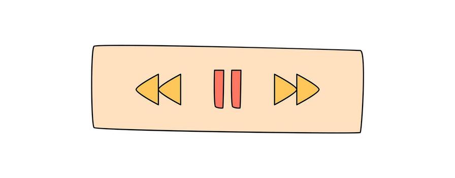 maravilloso y2k música jugador pegatina en plano rectángulo estilo con retro miedoso audio sonido y ui detalles. frio maravilloso elemento y moderno popular concepto para de moda Arte elegante etiqueta usar. vector