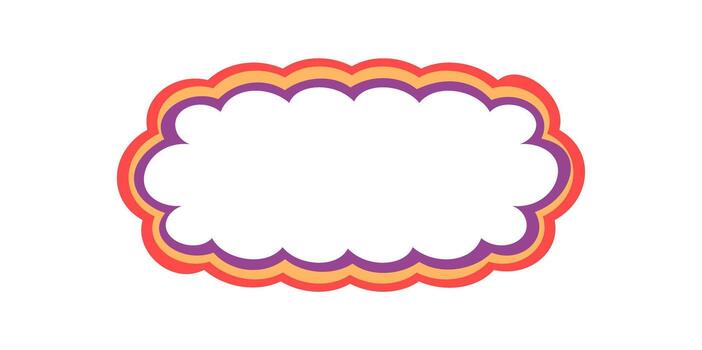 Groovy wavy rectangle outline in retro cartoon graphic style forms a scallop border element. Bold line frame with y2k background design, perfect for modern label or abstract pop art composition. vector