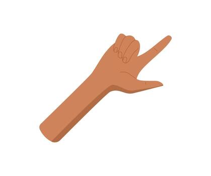 Flat hand with two fingers forming the number two sticker. Bare palm and arm raised in upward gesture, clear and simple design. Minimalist style graphic ideal for learning materials, education tools vector