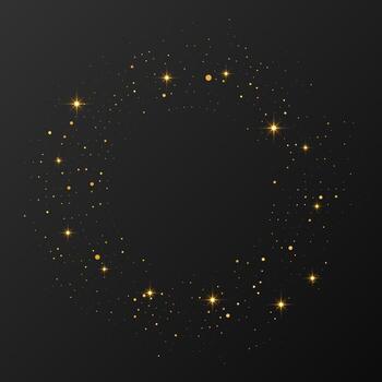 resumen oro brillante trama de semitonos punteado antecedentes. oro Brillantina modelo en circulo forma. trama de semitonos puntos multa ilustración vector