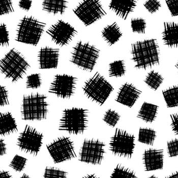 Seamless pattern with black brush stroke in square form on white background. Fine illustration vector