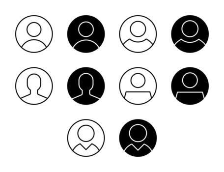 perfil ui icono conjunto sólido y línea usuario ajustes estilo colección vector