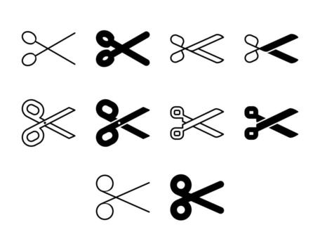 Cut UI Icon Set Solid and Line Edit Remove Style Collection vector