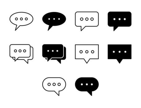 mensaje ui icono conjunto sólido y línea charla comunicación estilo colección vector