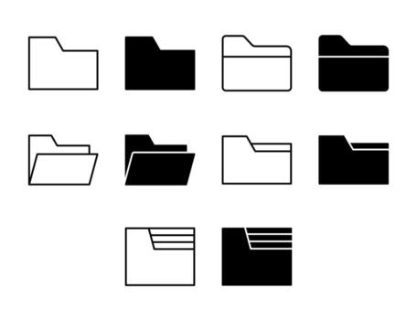 Folder UI Icon Set Solid and Line File Document Style Collection vector