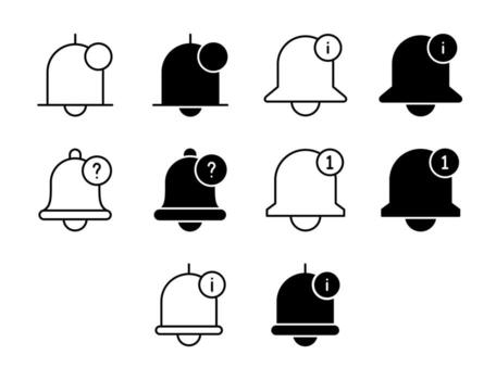 notificación ui icono conjunto sólido y línea alerta mensaje estilo colección vector