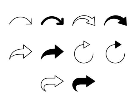 Redo UI Icon Set Solid and Line Forward History Style Collection vector