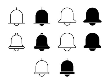 Bell UI Icon Set Solid and Line Notification Reminder Style Collection vector