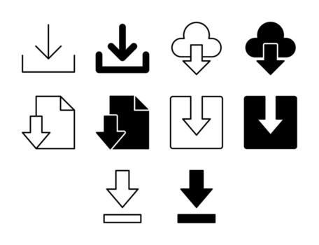 Download UI Icon Set Solid and Line File Cloud Style Collection vector