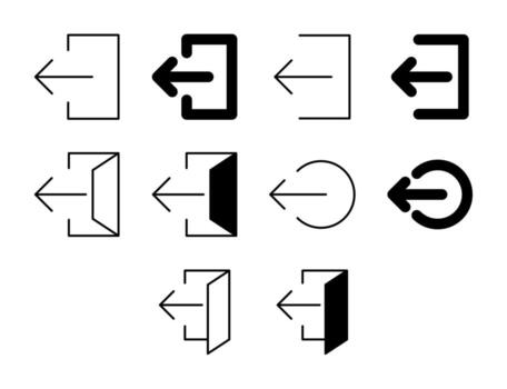 Logout UI Icon Set Solid and Line Account Exit Style Collection vector