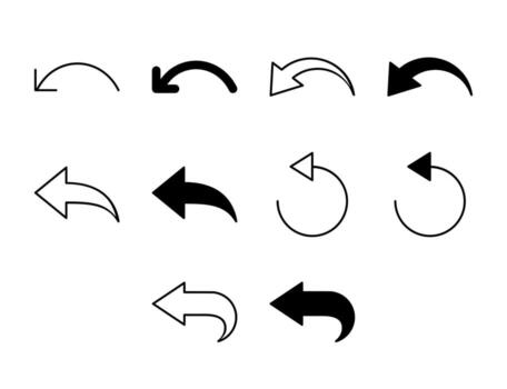 Undo UI Icon Set Solid and Line Back History Style Collection vector