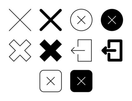 cerca ui icono conjunto sólido línea Eliminar descartar estilo colección vector