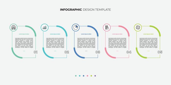 Modern Timeline Creator infographic template. 5 options timeline journey, calendar Flat simple infographics design template vector