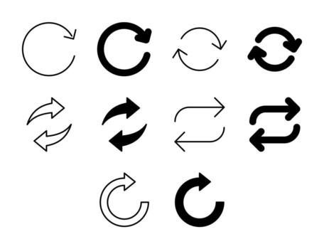 Refresh UI Icon Set Solid and Line Sync Update Style Collection vector
