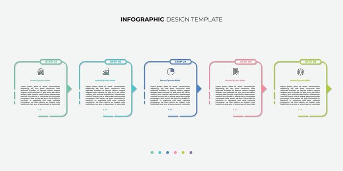 Timeline Creator infographic template. 5 Step timeline journey, calendar Flat simple infographics outline illustration template vector