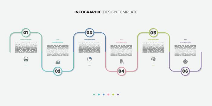 Modern Timeline Creator infographic template. 6 Step timeline journey, calendar Flat simple infographics design vector