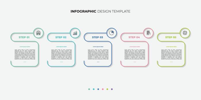 Timeline Creator infographic template. 5 Step timeline journey, calendar Flat simple infographics design template outline illustration vector