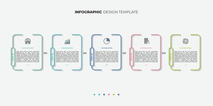 Timeline Creator infographic template. 5 Step timeline journey, calendar Flat simple infographics vector