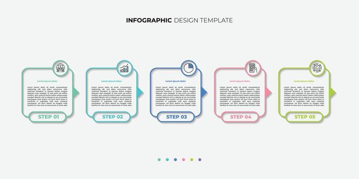 Timeline Creator infographic template. 5 Step timeline journey, calendar Flat simple infographics design template illustration vector