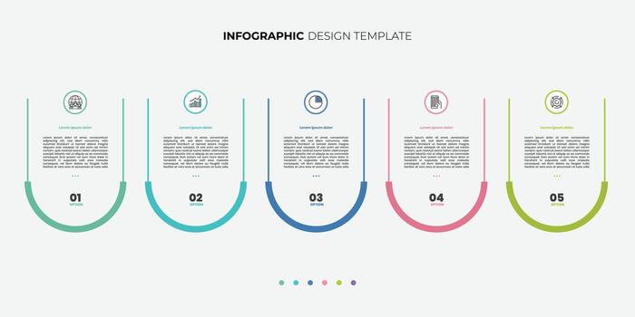 Modern Timeline Creator infographic template. 5 options timeline journey, calendar Flat simple infographics design illustration vector