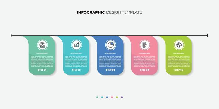 Modern Timeline Creator infographic template. 5 options timeline journey, calendar Flat simple infographics design template illustration vector