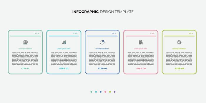Timeline Creator infographic template. 5 Step timeline journey vector