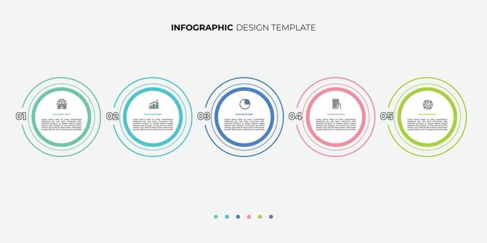 Timeline Creator infographic template. 5 Step timeline journey, calendar Flat simple infographics illustration vector