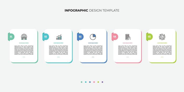 Modern Timeline Creator infographic template. 5 options timeline journey, calendar Flat simple infographics design vector