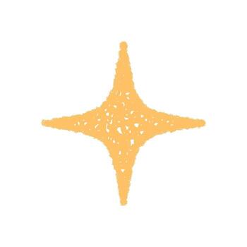 Crayon sketch starburst firework icon with gentle shine. Star shape and glowing burst light form a soft yellow pattern. Subtle sparkle and radiant element create warm glow for festive or holiday vector