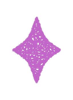 Magic festive firework star in sketch crayon style with a subtle purple burst and gentle sparkle. The symbol combines spark and burst for a cheerful, graphic holiday accent. vector