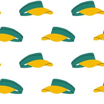 Bright and colorful visors displayed in a repeating pattern on a white background vector
