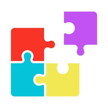 Four Puzzle icon in line design. Puzzle, four, pieces, fit, connection, teamwork, strategy on white background . Four Puzzle editable stroke icon vector
