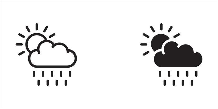 Sun and rain icon representing mixed weather, partly sunny showers forecast for weather apps and reports with transparent background vector
