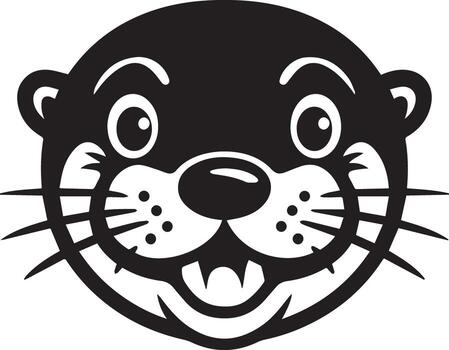 contento nutria cara de cerca con bigotes y juguetón expresión vector