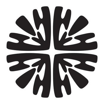 sorprendentes resumen obra de arte en tribal silueta estilo central racimo de negrita angular negro formas densamente lleno moderno decorativo diseño vector