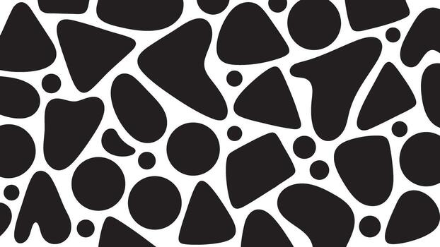 Two Dimensional Illustration Showcasing Striking Silhouette Pattern Abstract Shapes And Blobs vector