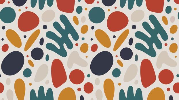 Pattern Illustration Featuring Abstract Geometric Organic Shapes Bold Harmonious Color Palette Decorative Design vector