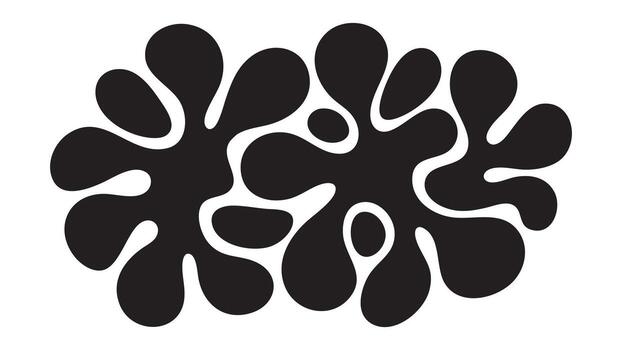 Dense Cluster Abstract Silhouette Pattern Featuring Unusual Blob Like Forms Solid Bold Black Silhouettes Surrounded By Uniform White Padding vector