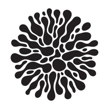 Striking Illustration Featuring Organic Silhouette Pattern With Irregular Flowing Blobs And Amoeba Shapes Dense Central Cluster vector