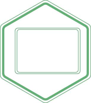 Hexagonal frame with rounded rectangle inside is colored green and has transparent background vector