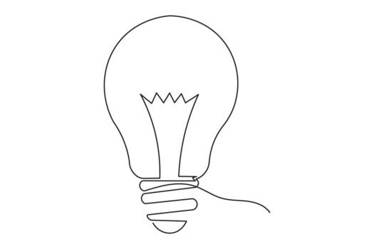 Abstract light bulb isolate outline minimalist continuous one line elegant art illustration vector