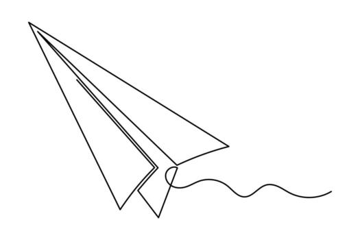 Abstract paper plane minimalist outline continuous one line isolate drawing art vector
