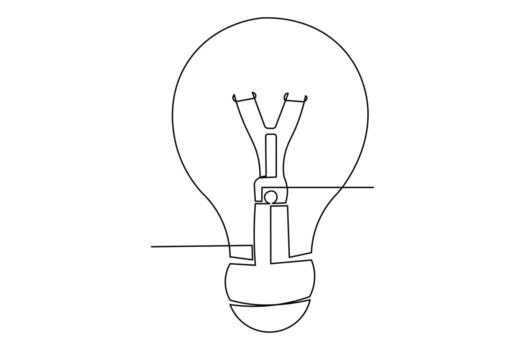 Creative light bulb continuous one line isolate minimalist vector