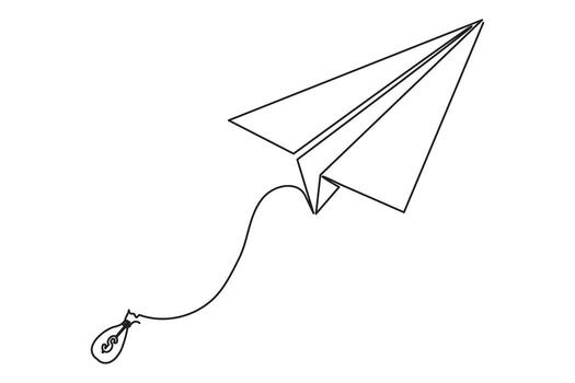 Minimalist paper plane one line art continuous outline clean isolate illustration vector