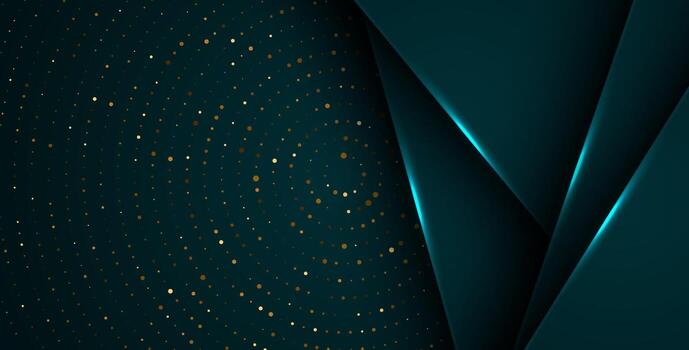 abstract dark green overlap layers with white light, circle texture with silver and golden glitters dots element decoration. eps10 vector