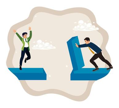 trabajo en equipo ayuda superar retos y resolver problemas hacia éxito. vector