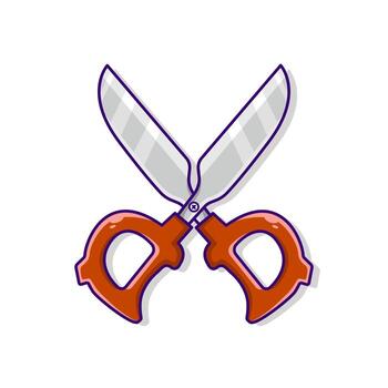 illustration of a Scandinavian red scissors icon designed in a cartoon flat style, isolated on a white background. Scissors element is a tool for cutting. vector