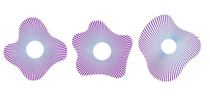 Concentric ripple wave icons set. Broken circle line elements depicting sound, vibration, sonar, speaker, equalizer, and ultrasonic echo symbols for modern music and tech designs. vector
