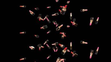 animerad faller läppstift kolumn slinga horisontell med alfa kanal på 60 fps video
